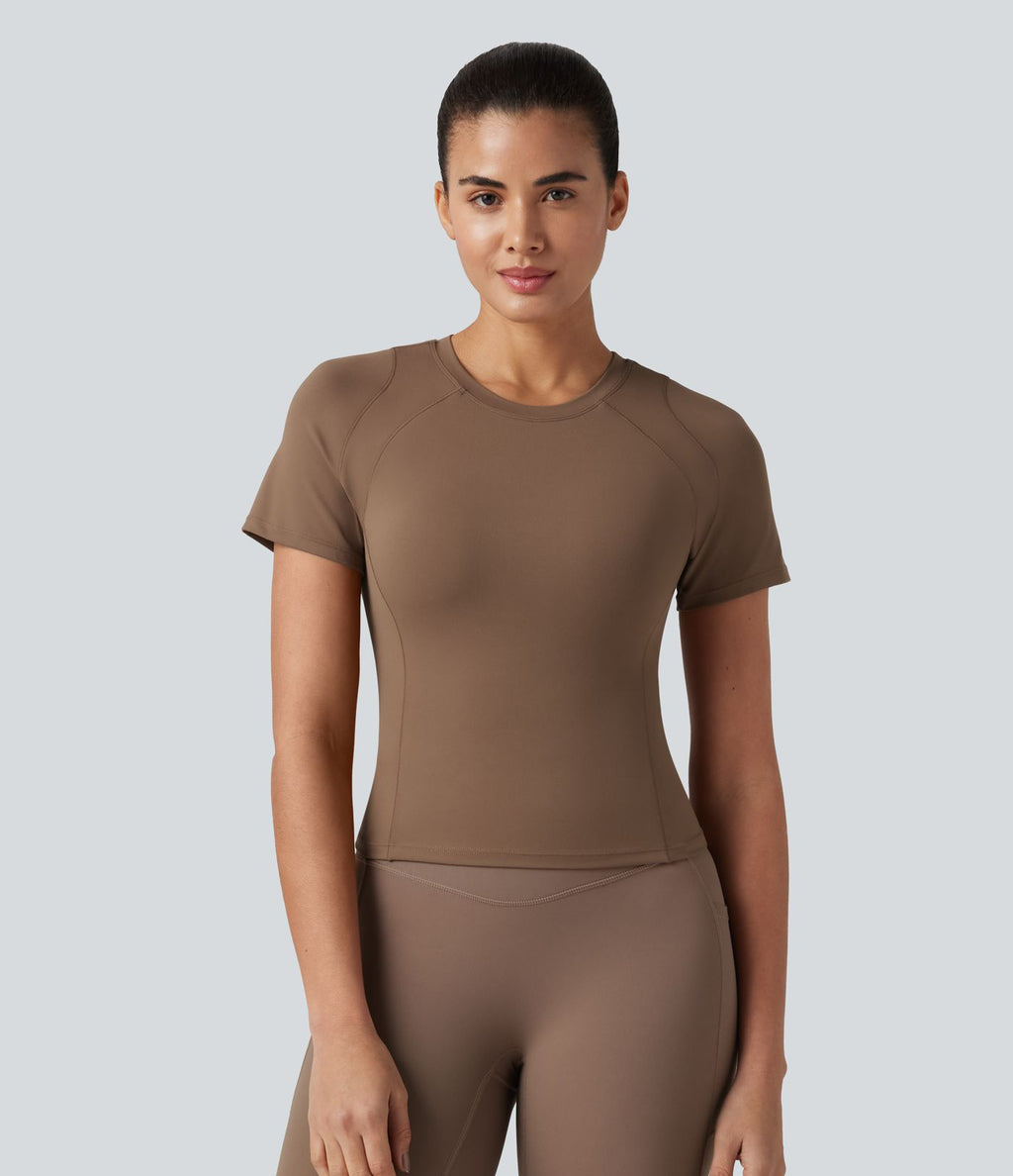 Haut de sport Softlyzero™ à manches courtes et col rond avec soutien-gorge intégré - Protection UPF50+