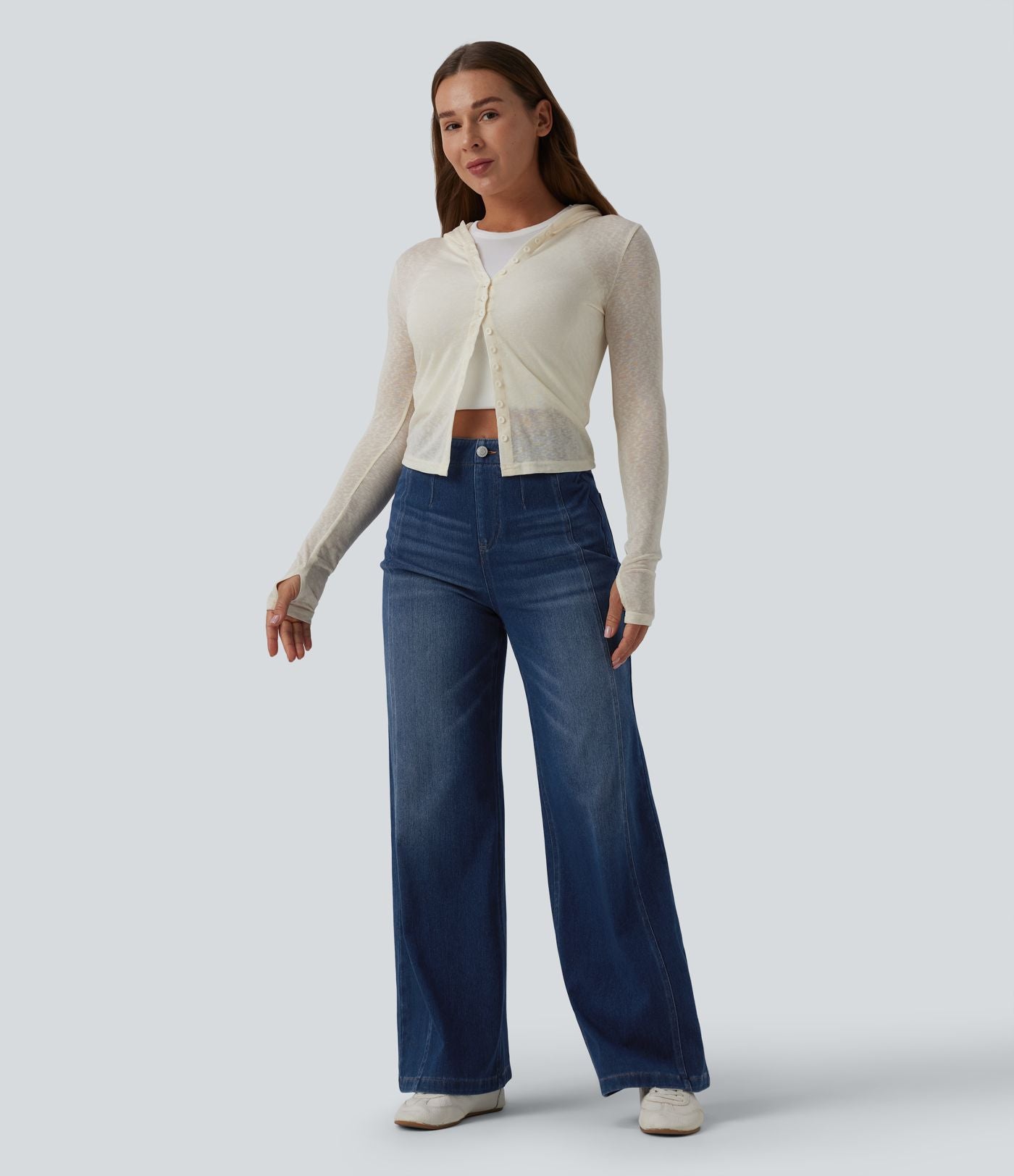 Halara Flex™ Jean large casual gainant taille haute avec poches