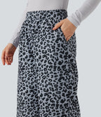Pantalon léopard ample décontracté velours côtelé imprimé taille haute avec poches