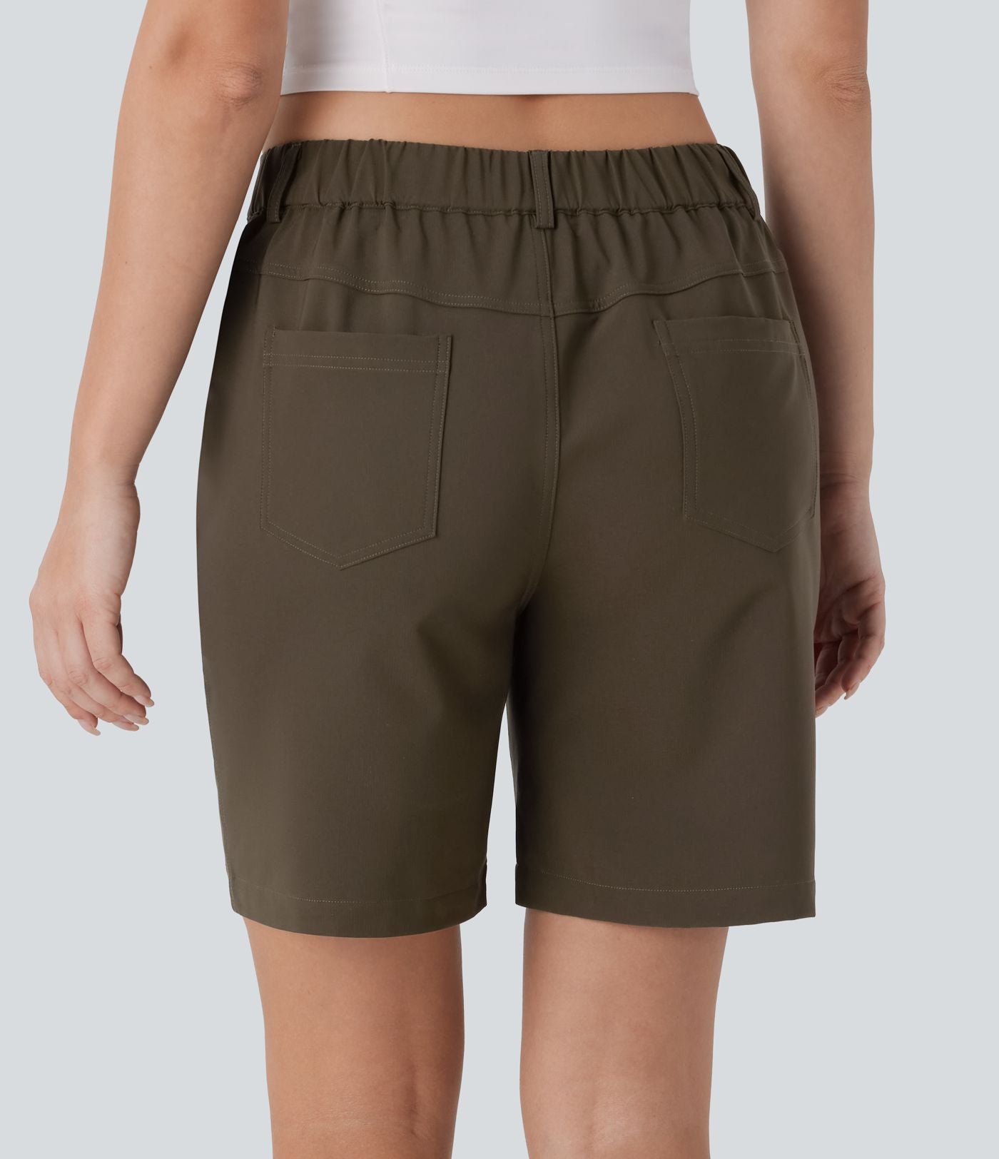 Short de randonnée déperlant taille moyenne 17,5 cm avec boutons, zip et poches multiples