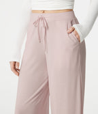 Pantalon de détente large taille mi-haute avec cordon de serrage et poches