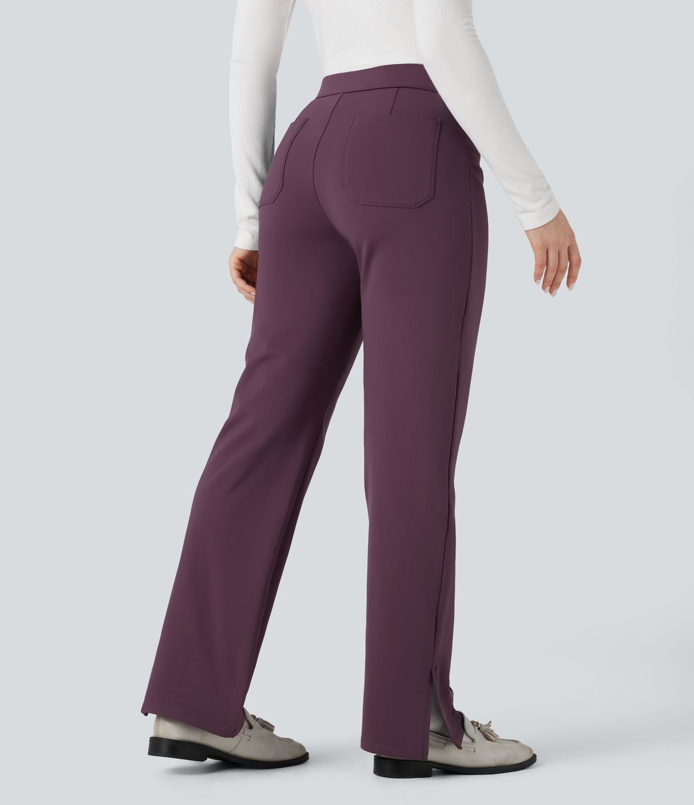 Pantalon tailleur thermique SoftlyZero™ Plush coupe droite ourlet fendu taille mi-haute avec poches