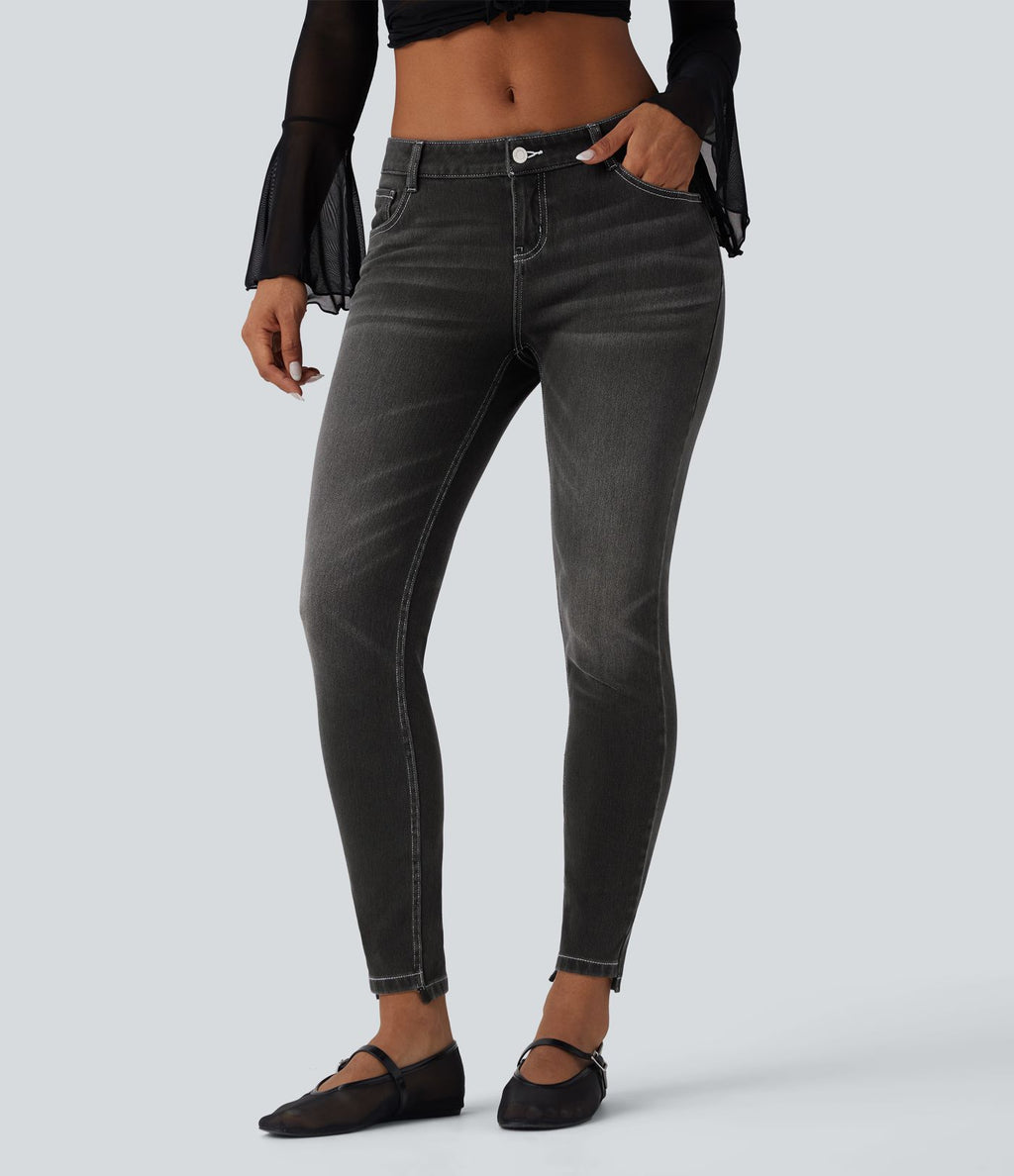 Jean skinny 7/8 décontracté taille basse Halara Flex™ avec poches
