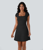 Robe décontractée mini 2-en-1 Softlyzero™ Plush à col carré style corset avec poche
