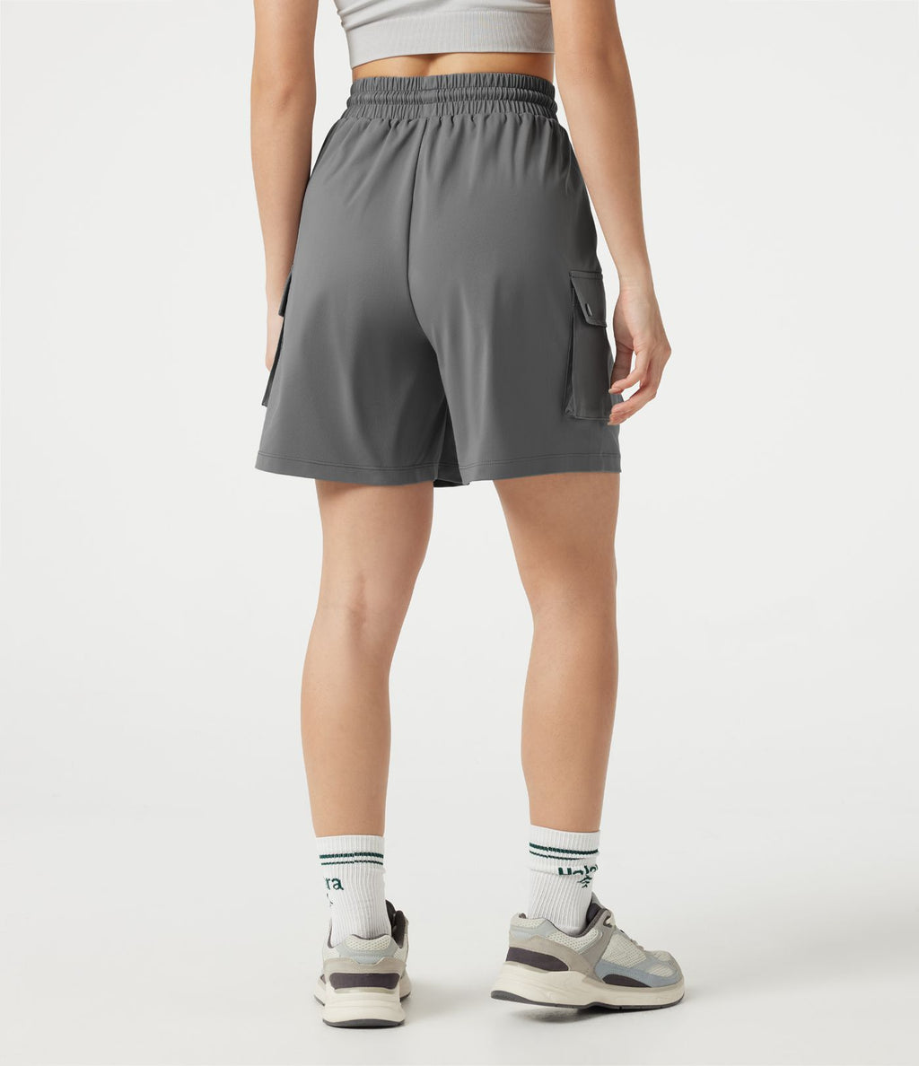 Short cargo bermuda de sport taille haute à cordon de serrage avec poches