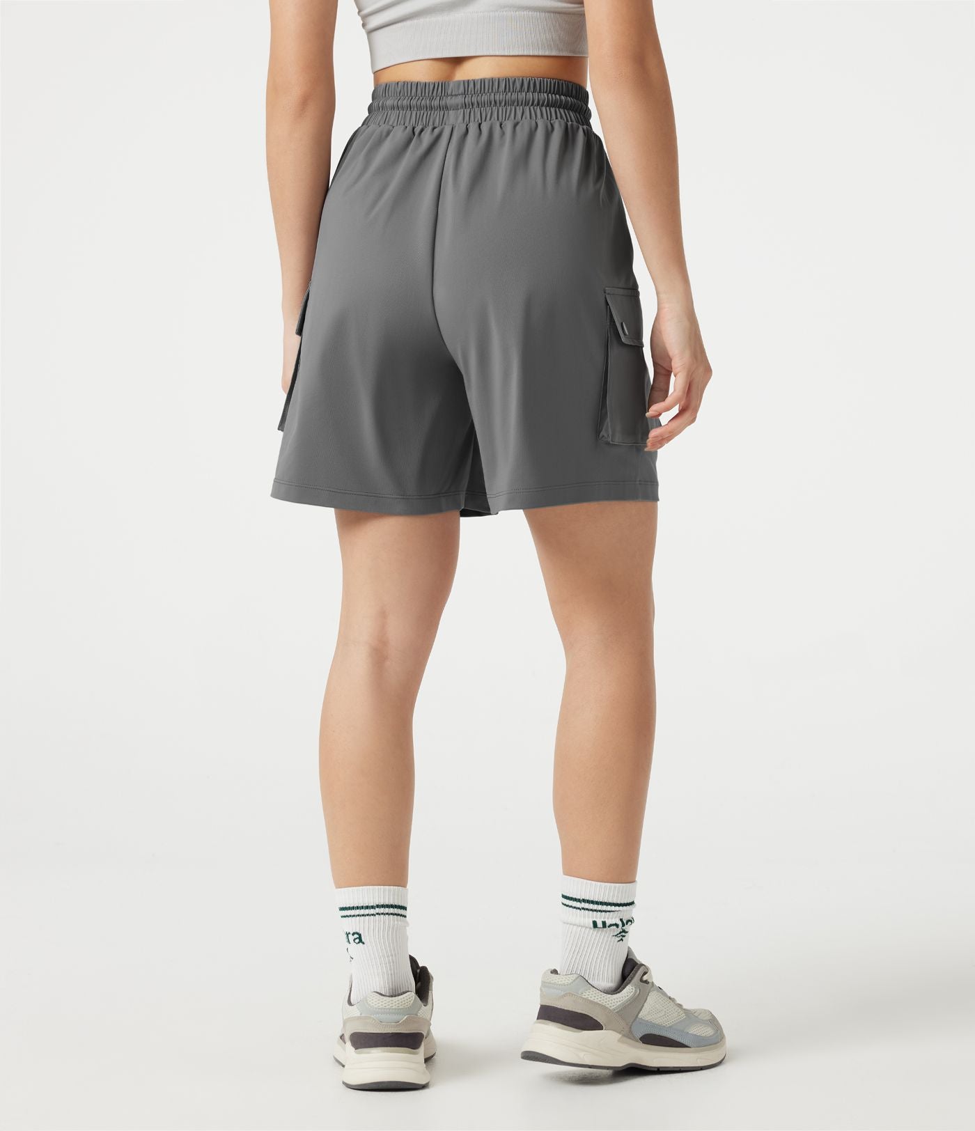 Short cargo bermuda de sport taille haute à cordon de serrage avec poches