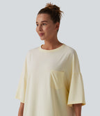 T-shirt décontracté col rond avec poche