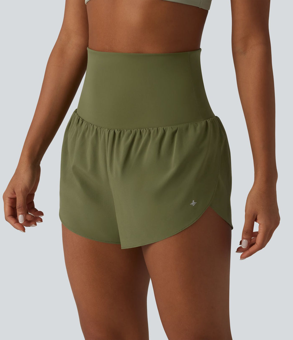 Breezeful™ Short de sport 2 en 1 taille très haute rabattable ourlet croisé à séchage rapide avec poches