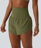 Breezeful™ Short de sport 2 en 1 taille très haute rabattable ourlet croisé à séchage rapide avec poches