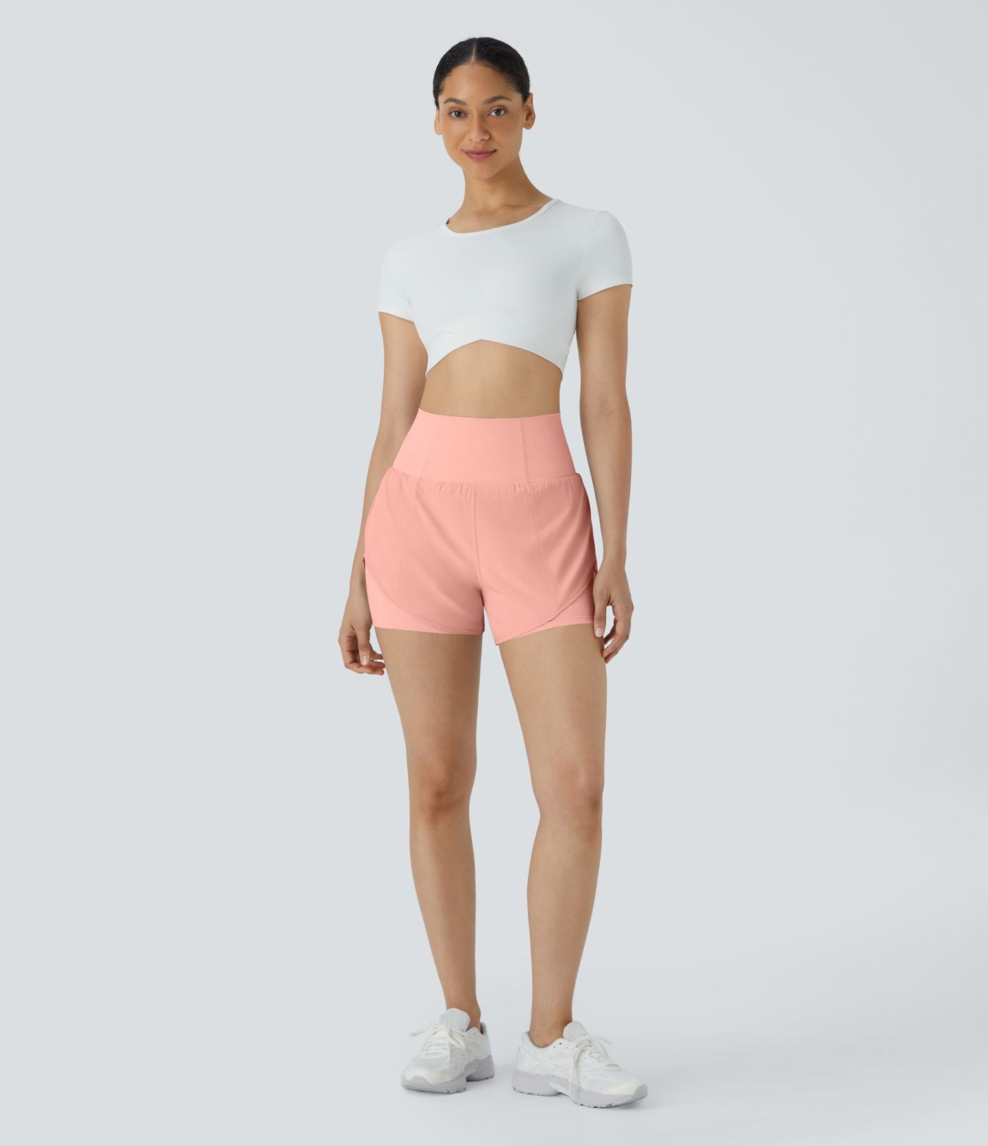Breezeful™ Short 8,8cm Yoga Séchage Rapide 2 en 1 Taille Super Haute Ourlet Courbé Poches Latérales