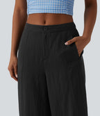 Pantalon barrel casual coupe tonneau taille mi-haute avec poches