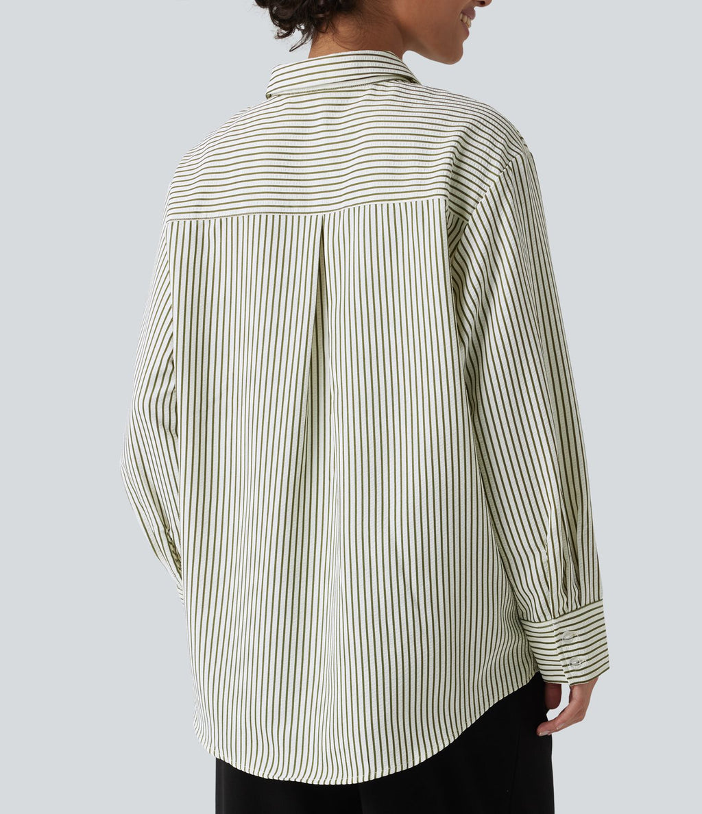 Chemise tailleur oversize manches longues à rayures