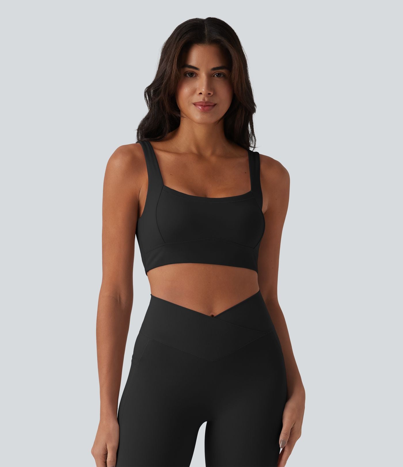 Brassière de sport yoga SoftlyZero™ Plush col carré avec brassière intégrée maintien léger