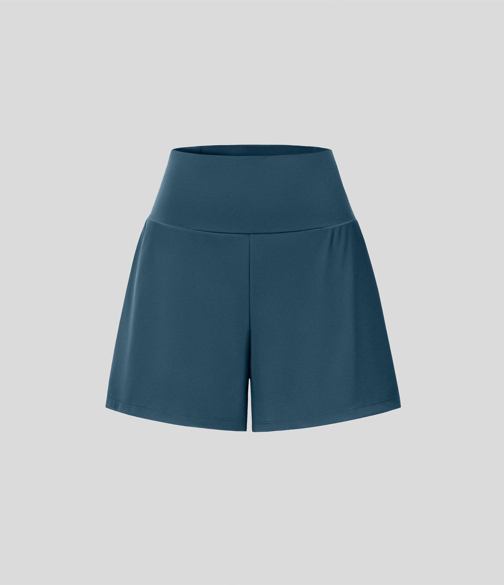 Short yoga 2-en-1 SoftlyZero™ Airy effet frais InstantCool taille très haute 12,5 cm avec poches, longueur allongée