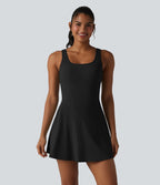 Robe de sport mini sans manches col U 2 en 1 avec soutien-gorge intégré et poches - Easy Peasy