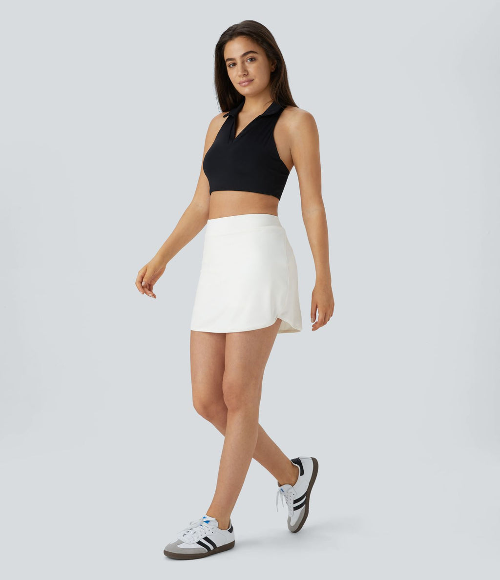 Quotidien Jupe Golf Micro Mini 2-en-1 à Taille Haute avec Poches Latérales - Clarity