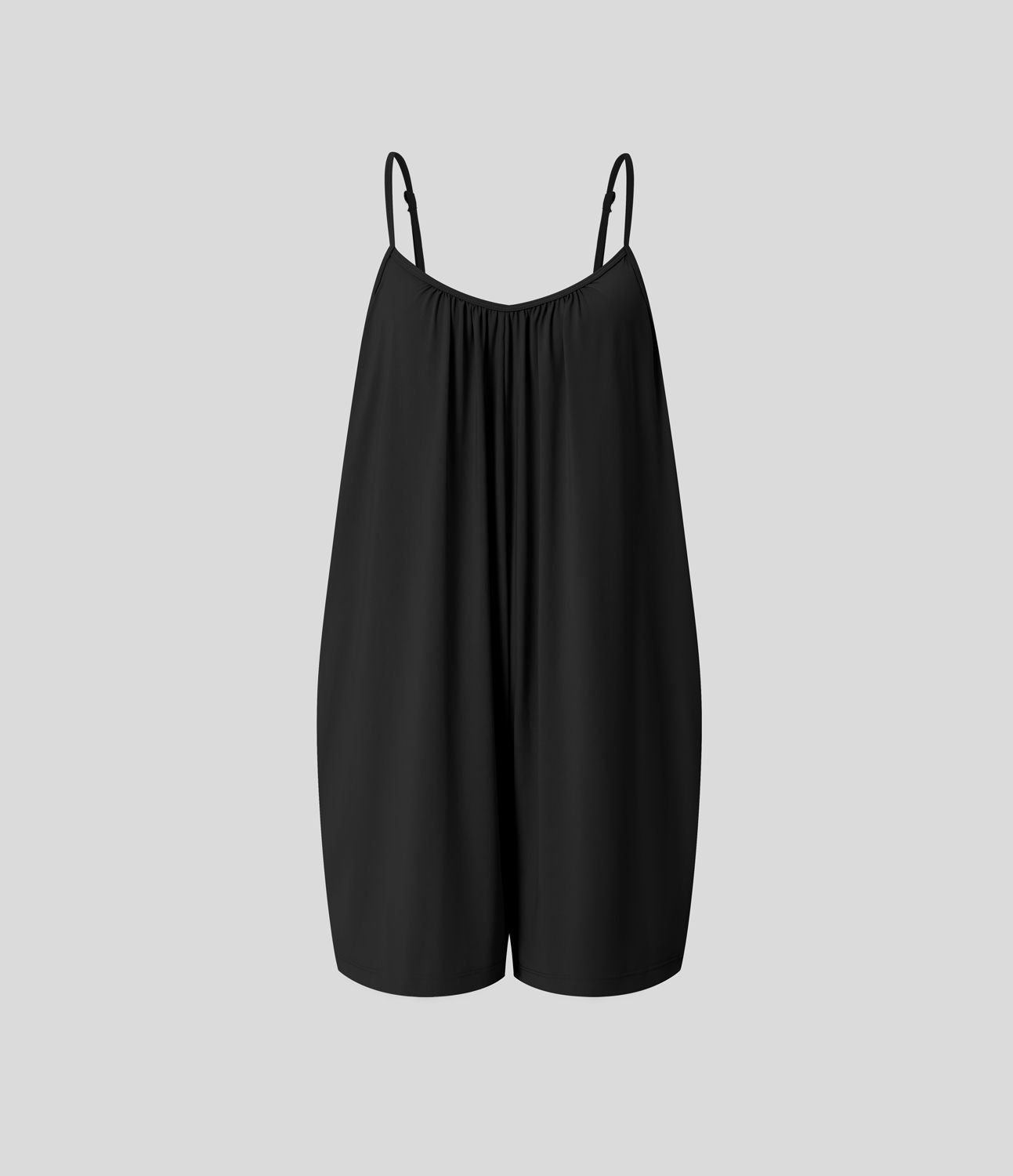 Combinaison Large Casual à Jambes Larges Solide avec Fines Bretelles Réglables Poches Latérales Plissées