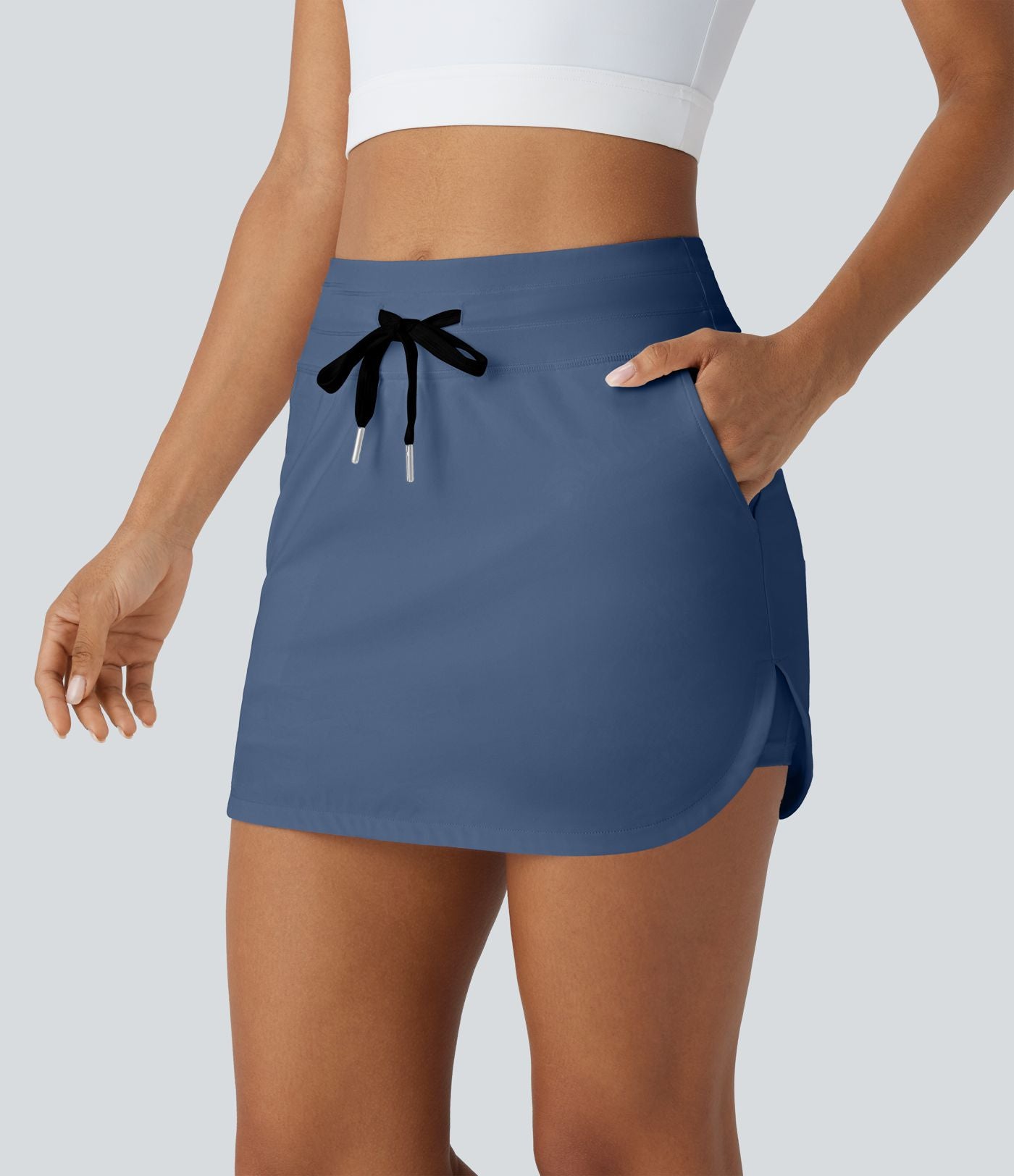 Softlyzero™ QuickDry Jupe de golf courte deux-en-un à taille haute avec poches latérales, ourlet arrondi, cordon de serrage - Poche pour tee de golf