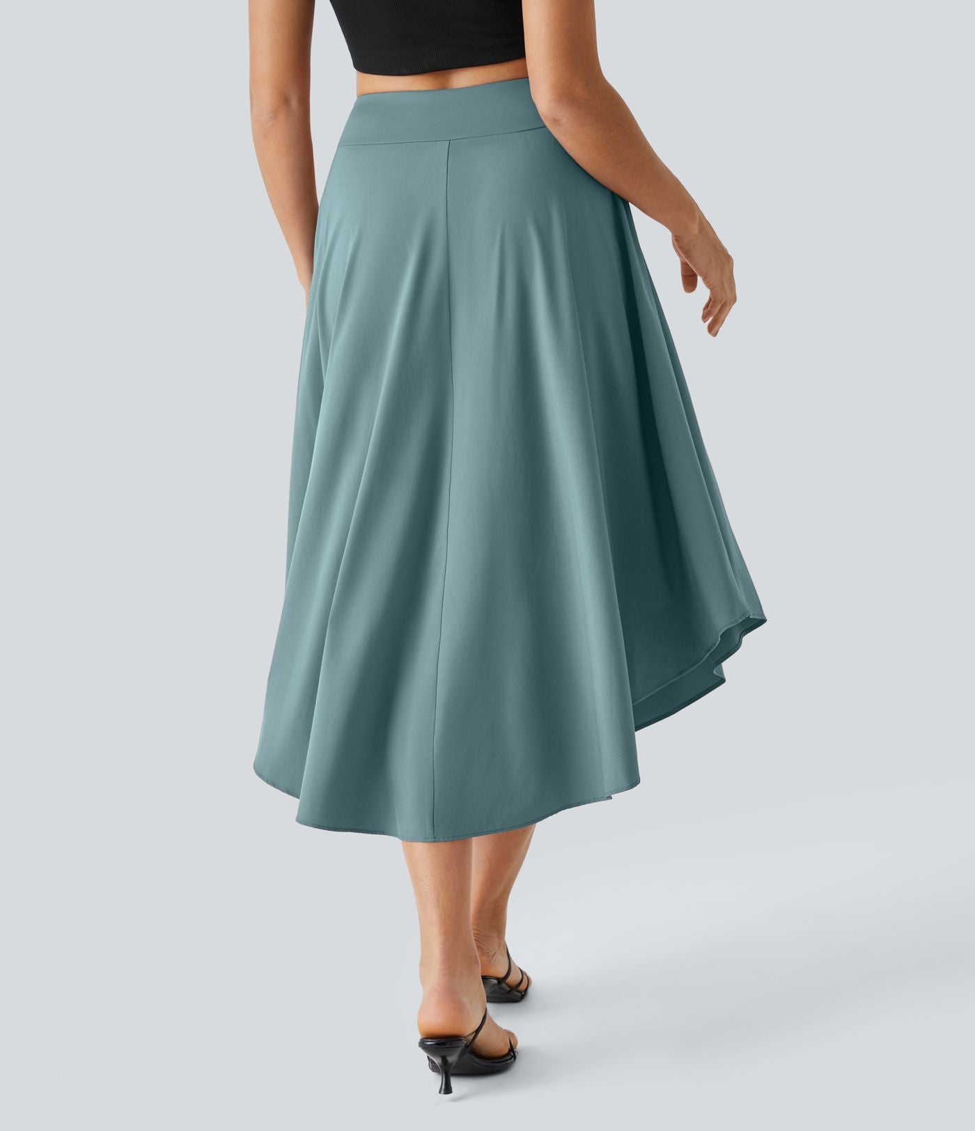 Breezeful™ Jupe Taille Haute Casual Midi Séchage Rapide Fluide Fentes Latérales Nouées 2 en 1