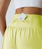 Short 7,5cm Yoga 2 en 1 Super Taille Haute Poches Arrière Poches Cachées Latérales