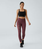 Legging yoga croisé taille haute avec mesh contrastant et boucle décorative DayStretch