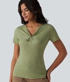 T-shirt casual col V à manches courtes