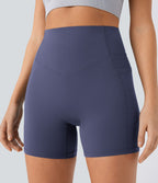 Short cycliste 12,5 cm d'entraînement gainant galbant taille haute avec effet scrunch et poches Halara UltraSculpt™
