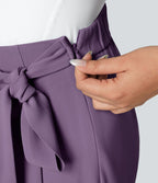 Pantalon Tailleur Large Fluide Taille Haute Fermeture Éclair Invisible