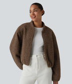 Veste sherpa décontractée zippée avec poches