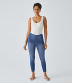 Halara Flex™ Jegging Casual 7/8 Tricoté Stretch Taille Mi-Haute avec Poche Arrière à Enfiler