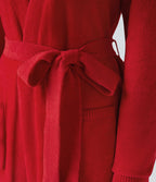 Robe d'intérieur longue tricot ouverte ceinturée manches longues avec poches