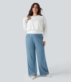 Top grande taille col rond manches longues