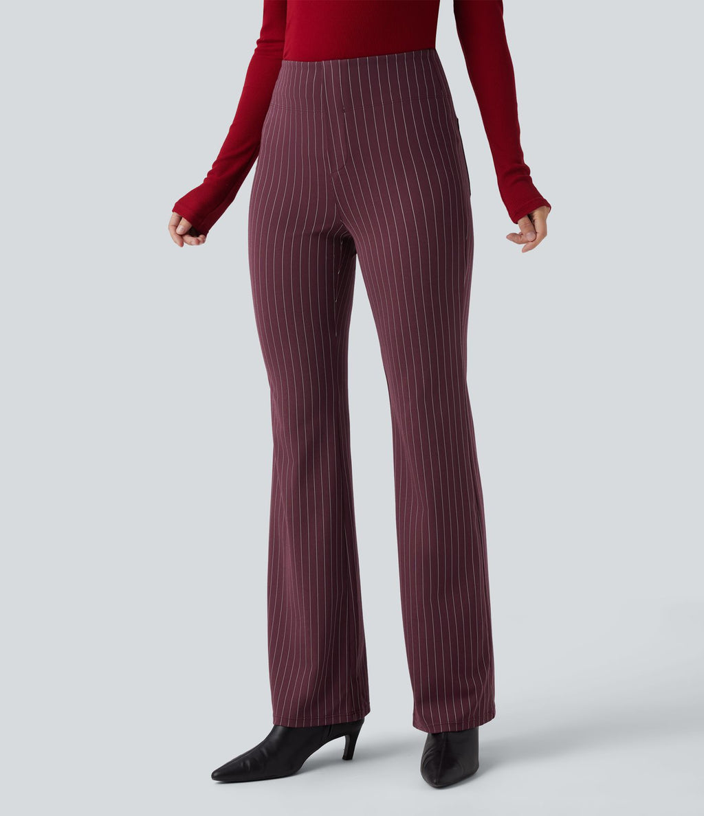 Halara Flex™ Pantalon tailleur évasé à rayures taille haute avec poches