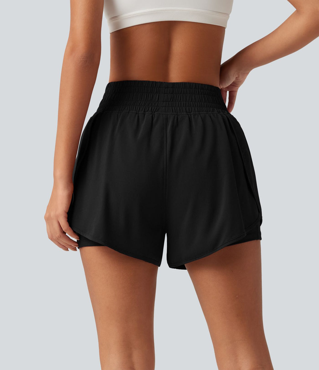 Short de running 2-en-1 Breezeful™ taille haute à ourlet croisé arrondi, séchage rapide, poches, 7,5 cm