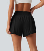 Short de running 2-en-1 Breezeful™ taille haute à ourlet croisé arrondi, séchage rapide, poches, 7,5 cm