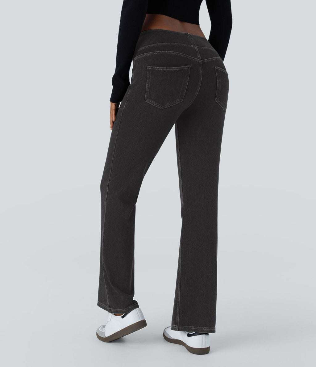 Jean bootcut décontracté Halara Flex™ taille basse avec poches arrière en maille extensible