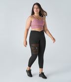 Legging yoga grande taille croisé taille haute avec mesh contrastant et boucle décorative DayStretch