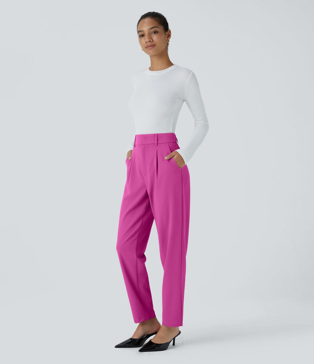 Pantalon tailleur Halara Flex™ fuselé uni, taille haute, avec poches