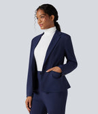 Blazer de travail ajusté col cranté infroissable à manches longues Halara Flex™ Suit avec poches