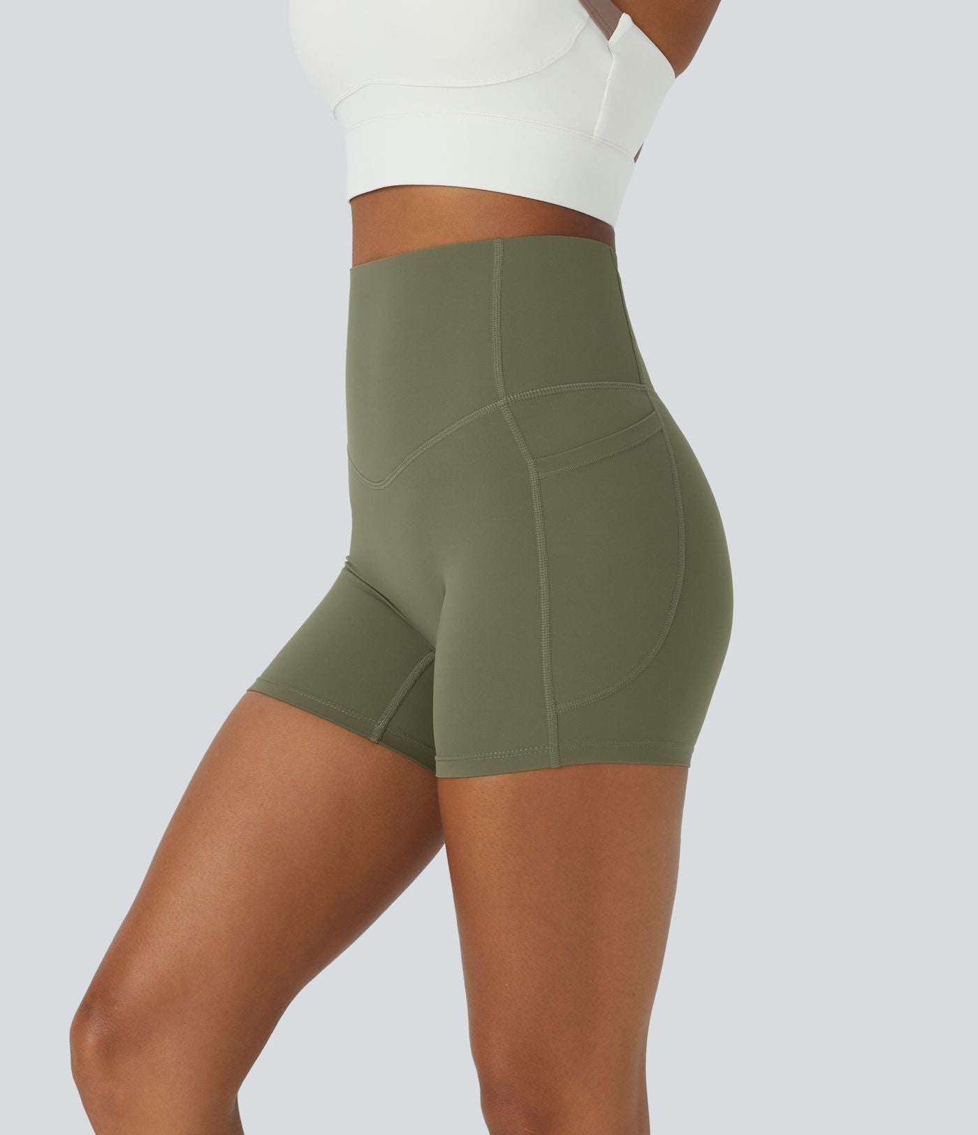 Short cycliste d'entraînement gainant taille haute UltraSculpt™ SoCinched à poches latérales 12,5 cm