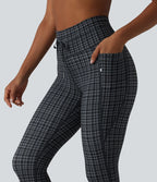Legging corsaire de yoga Halara UltraSculpt™ imprimé à carreaux taille haute avec cordon de serrage et poches