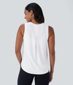 Haut de sport yoga col rond sans manches ourlet arrondi