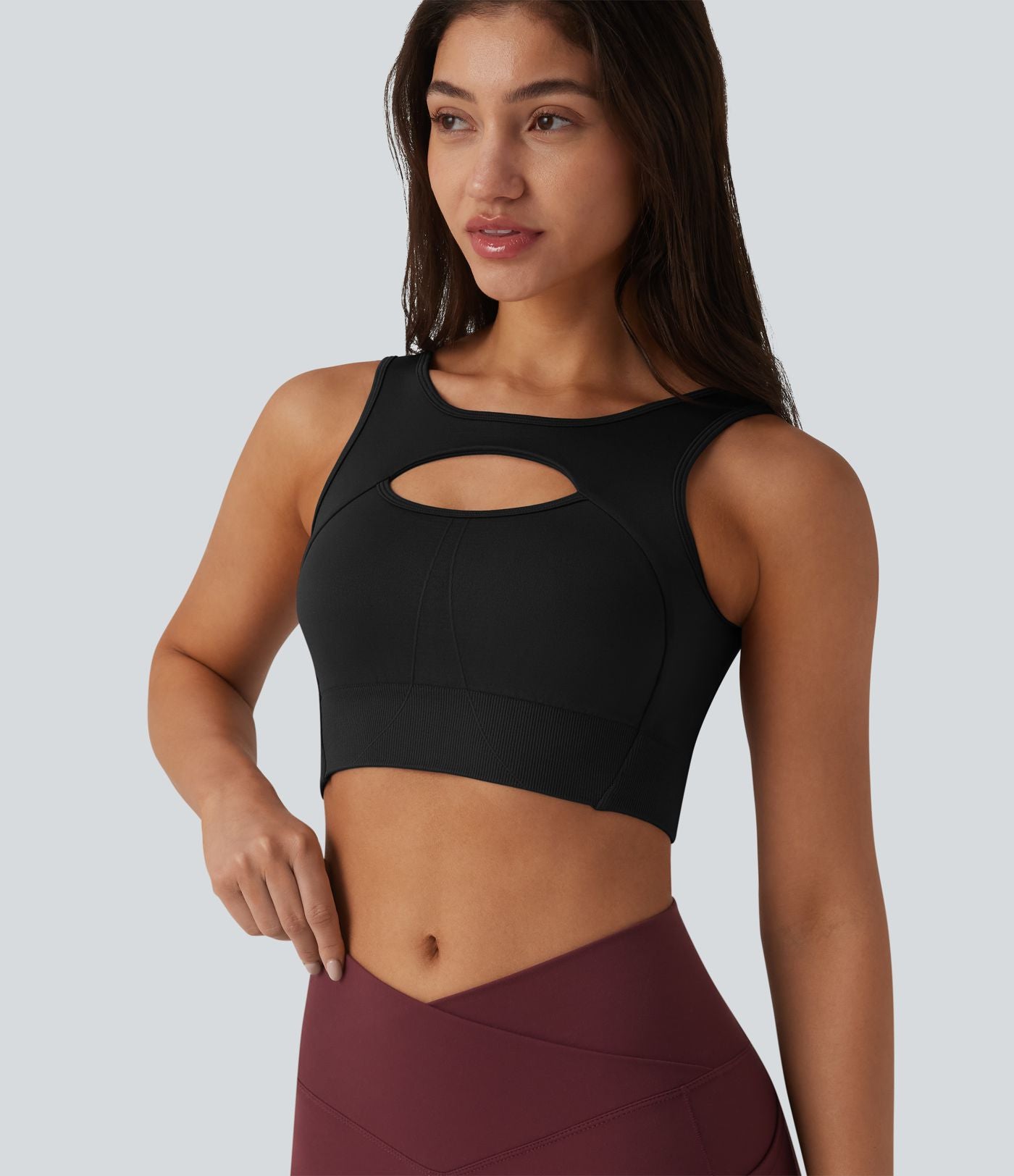 OneForm Brassière de sport de yoga sans coutures maintien léger avec découpes et soutien-gorge intégré réversible