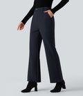 Pantalon tailleur évasé taille haute avec poches