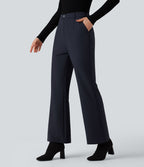 Pantalon tailleur évasé taille haute avec poches