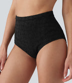 Bas de bikini gainant jacquard taille haute