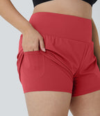 Short 8,8cm Sport Grande Taille 2 en 1 avec Poches Arrière et Poches Latérales Cachées