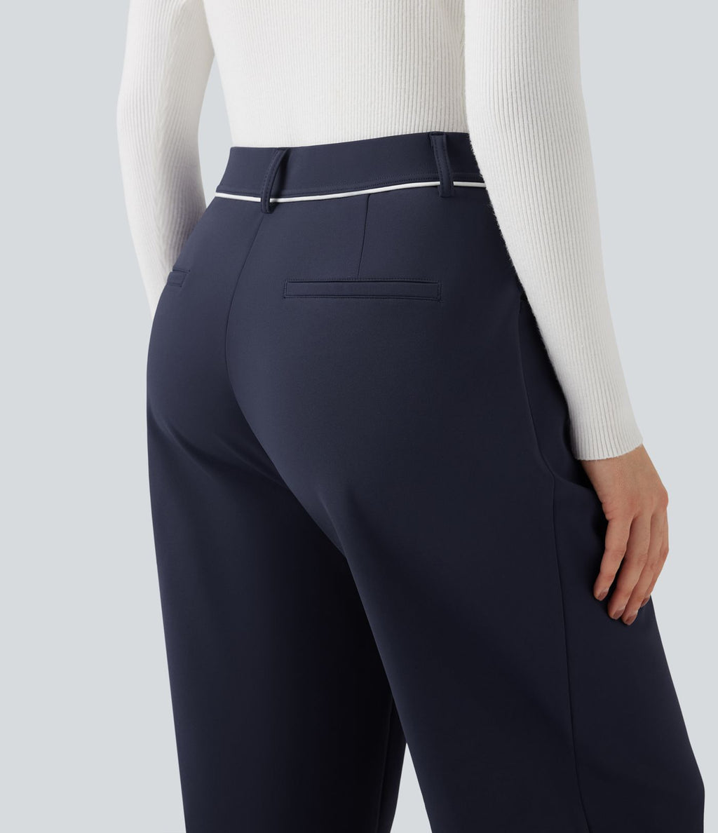 Pantalon tailleur droit thermique SoftlyZero™ Plush taille mi-haute avec poches