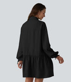 Robe chemise mini à manches longues avec poches