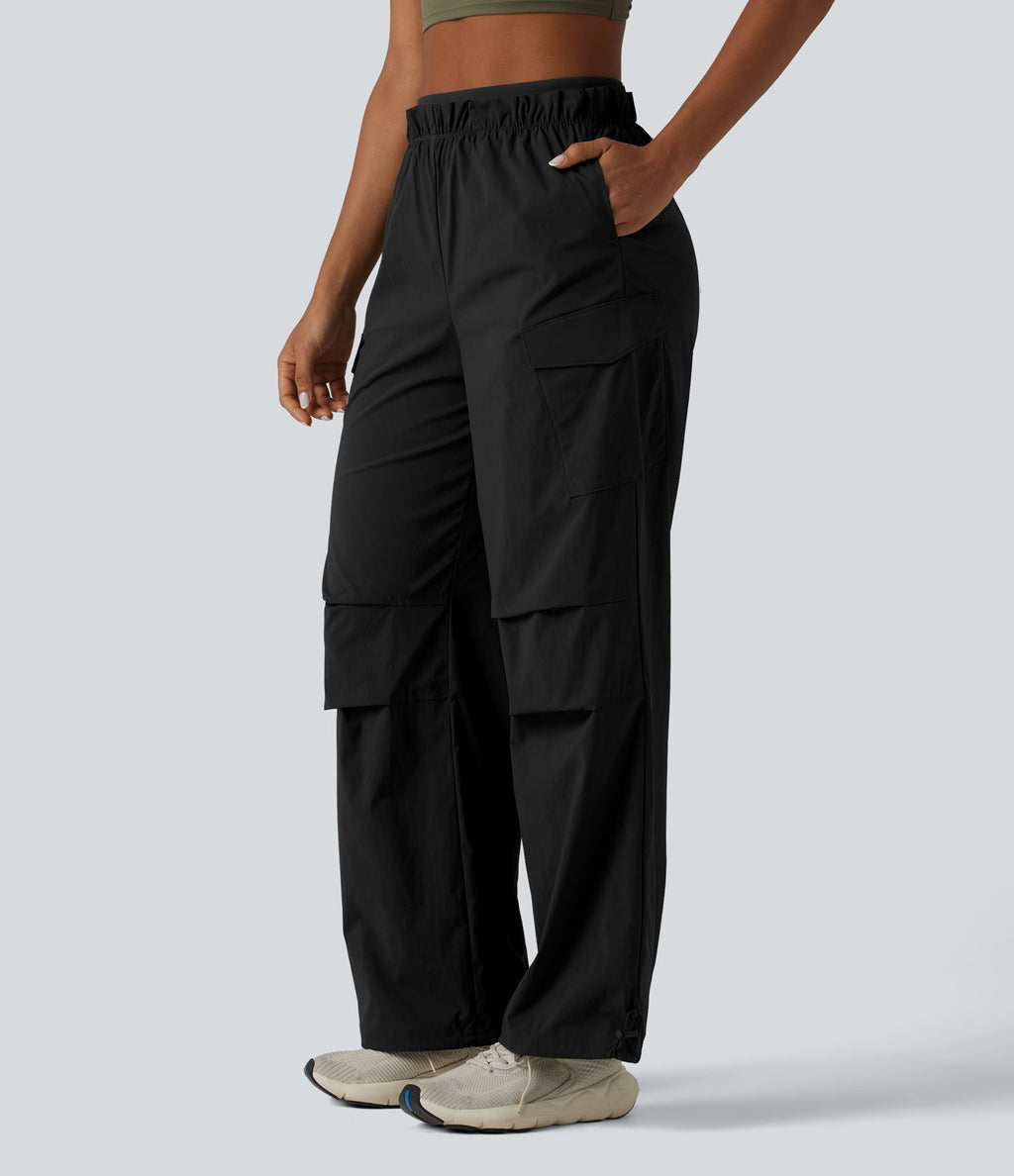 Jogging cargo ample de randonnée taille haute avec poches